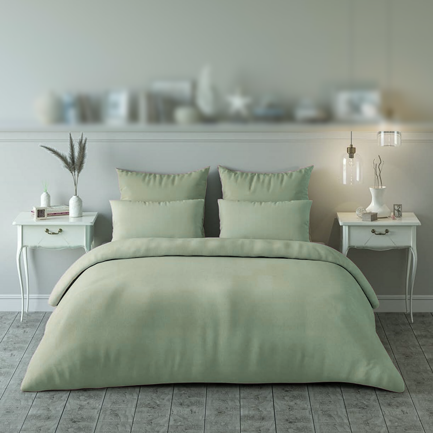 Pro Linen Premium 300TC Sheen Plain Satin Bedding Set | Pure Cotton | Pearl