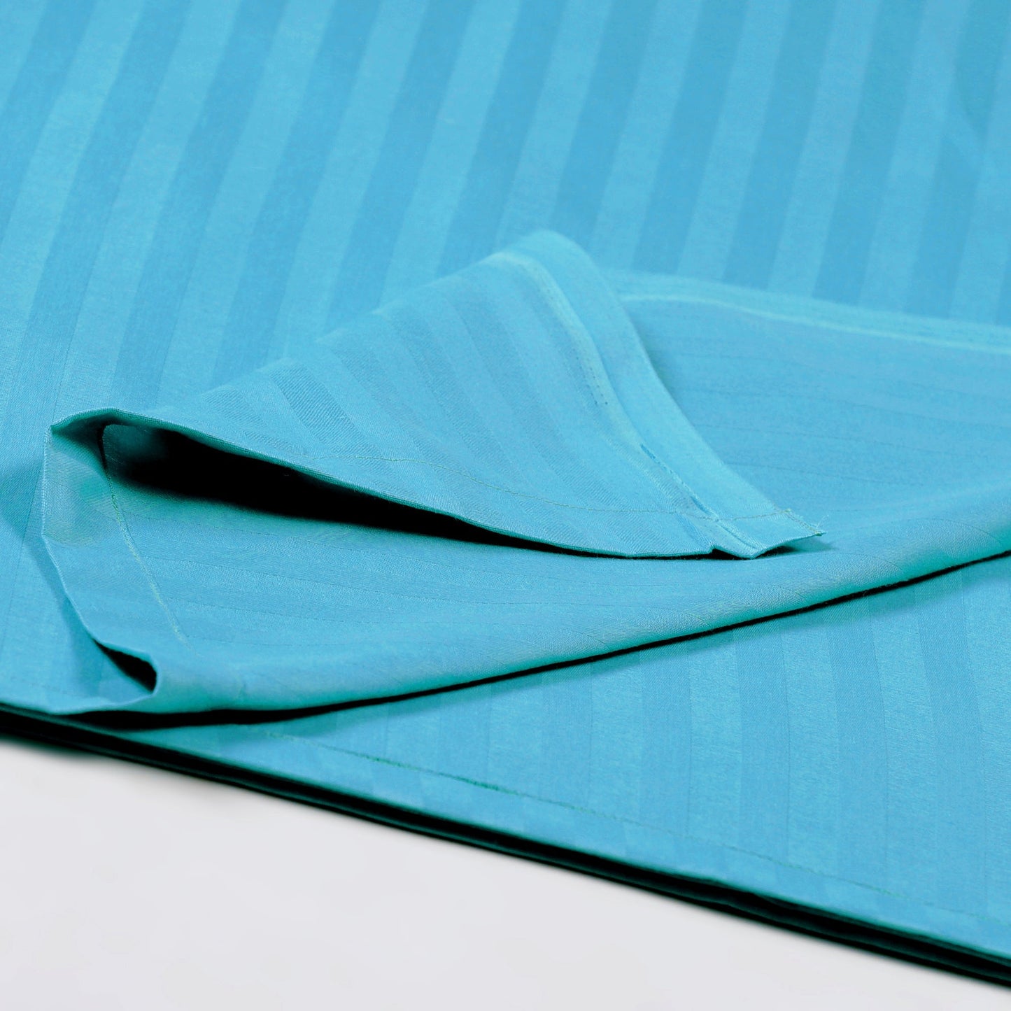 TTTTTT - Pro Linen Basic 2 Pc Single Bedding Set | 210TC Pure Cotton 1cm Satin Stripe | Aqua