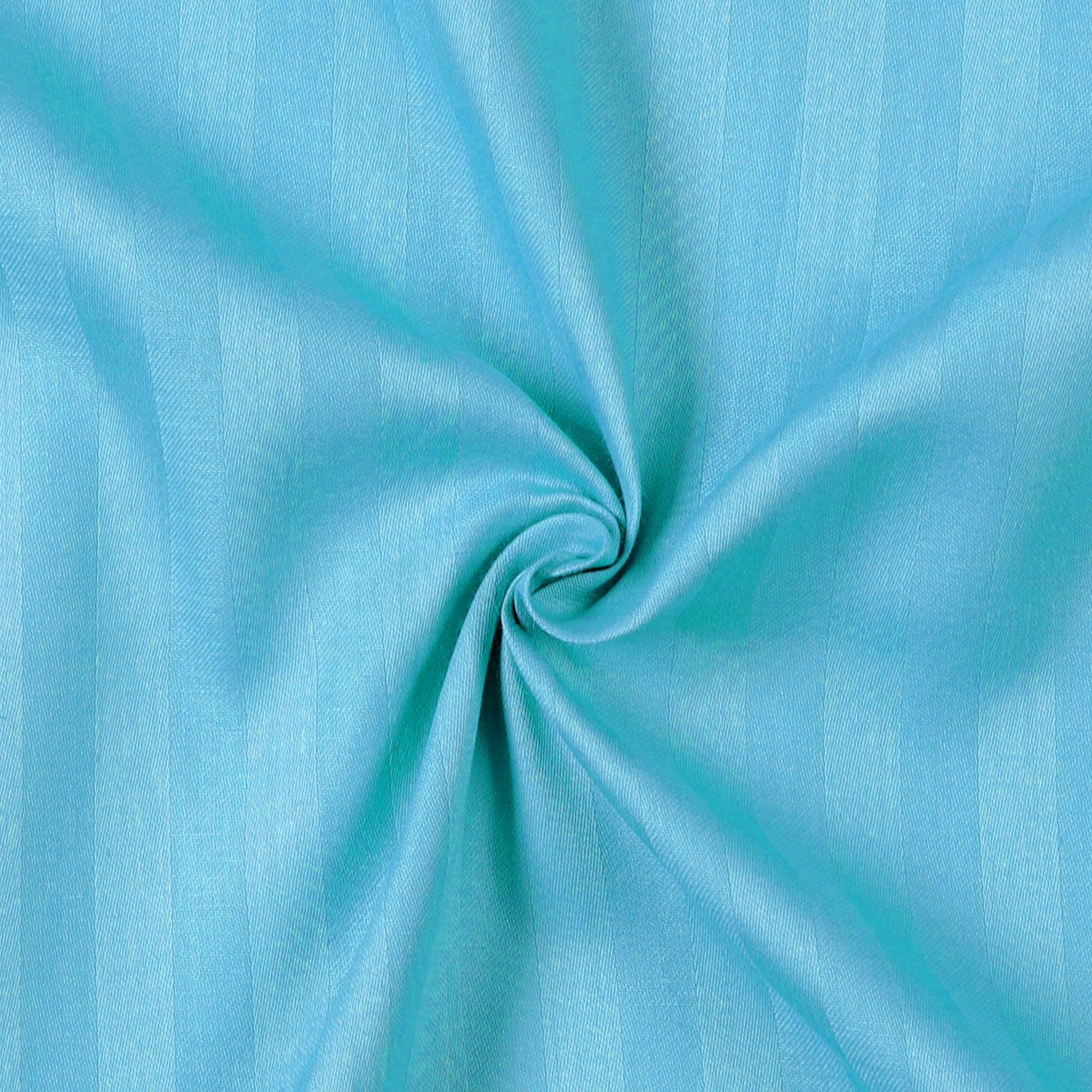 TTTTTT - Pro Linen Basic 2 Pc Single Bedding Set | 210TC Pure Cotton 1cm Satin Stripe | Aqua